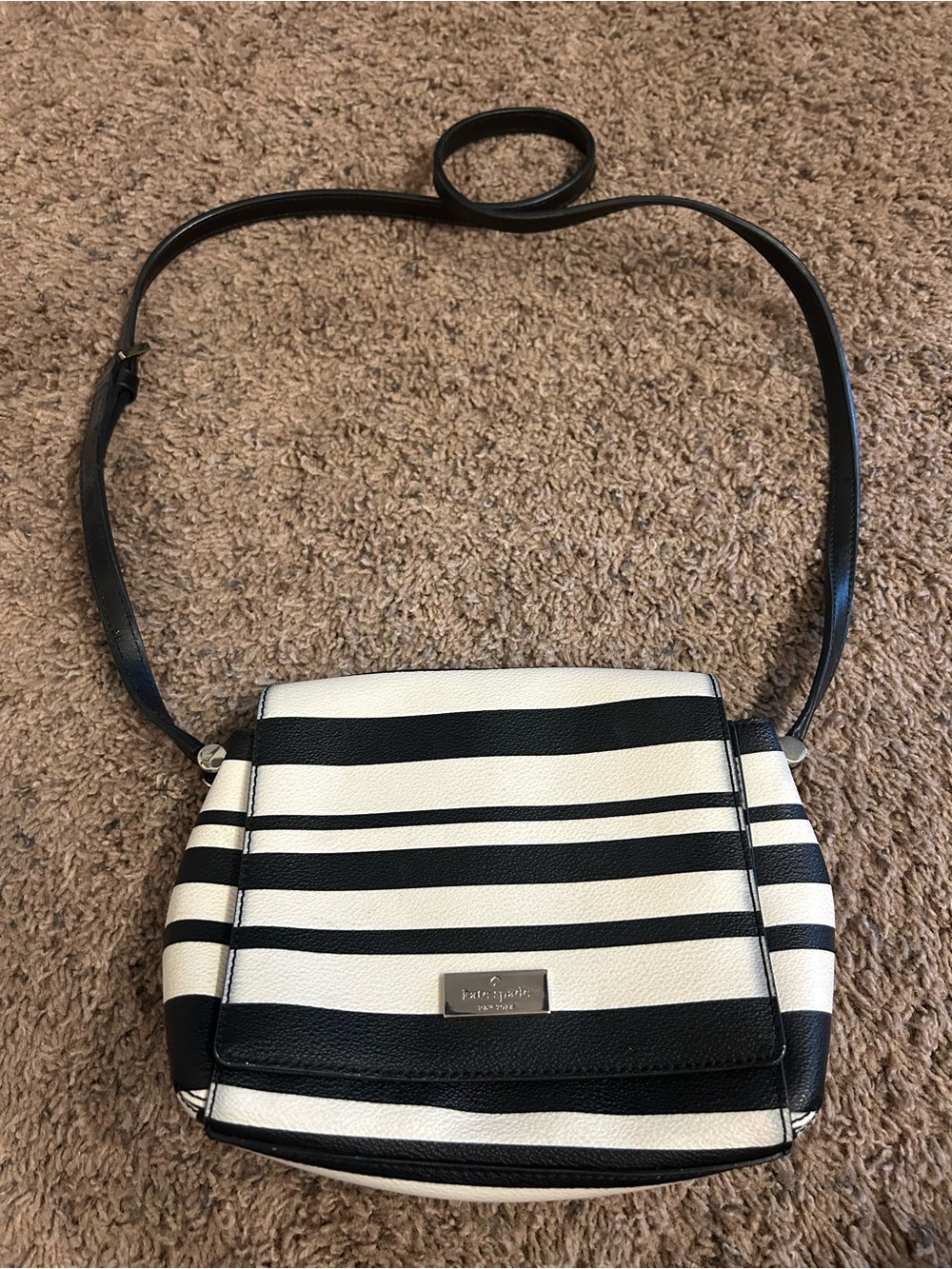 Kate Spade Striped Black and White Crossbody Bag